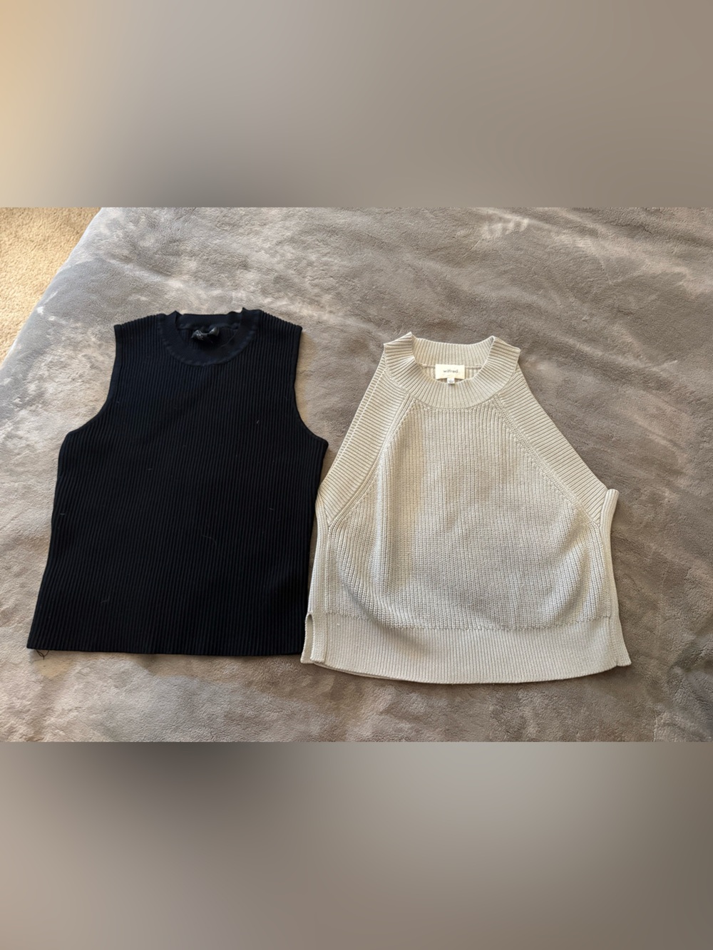 Set of 2 tops Black is Rachel Zoe & light grey/cream is Wilfred